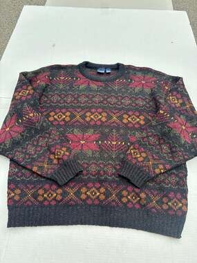 Honors Vintage 90s Geometric Pattern Crewneck Pullover Sweater 2XL